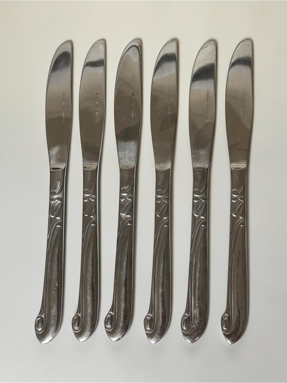 Lot of 6 Acsons Dinner Butter Knives ACF1 Stainless Made In Japan 8” Beautiful